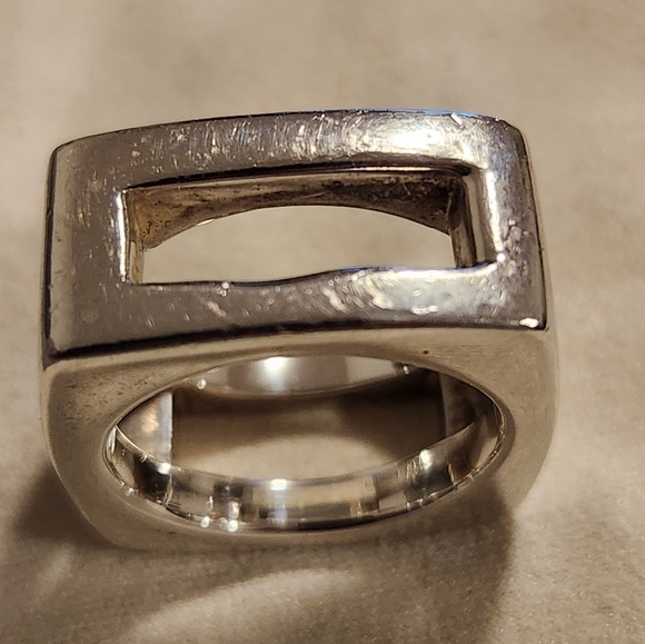 RLM Studio Robert Lee Morris 915 sterling silver open square Modernist ring - Picture 4 of 8